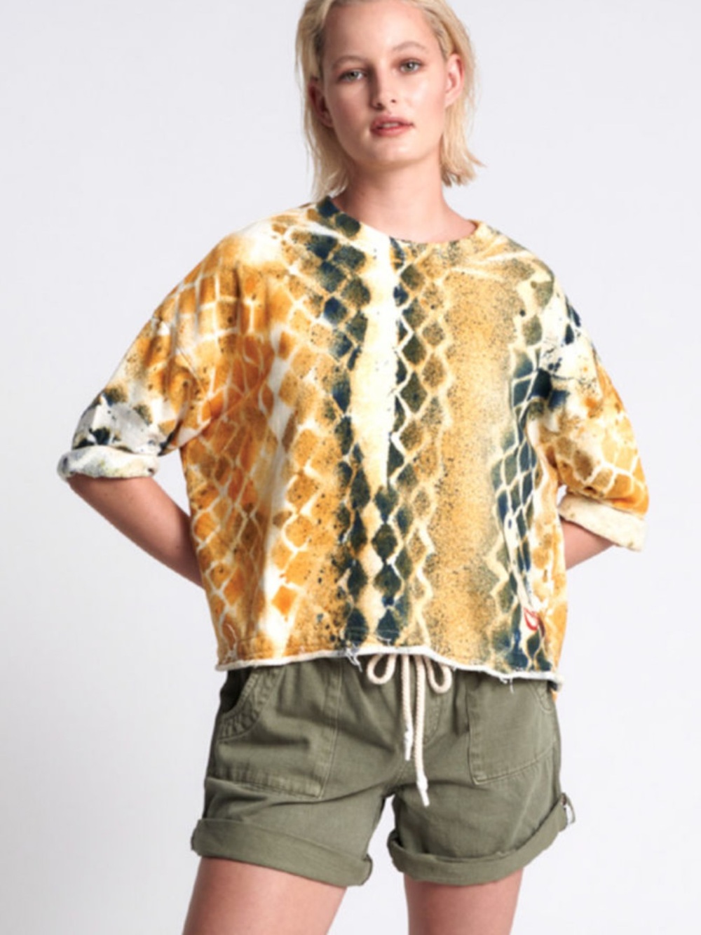 One Teaspoon Snakeskin Short Sleeve Top Indie Grunge Desert Rock Western Slouchy
